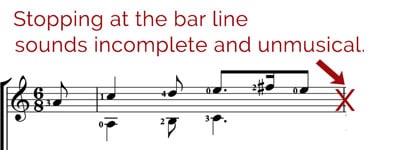 bar lines sound unmusical