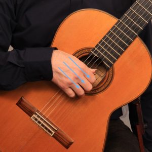 straight across the strings